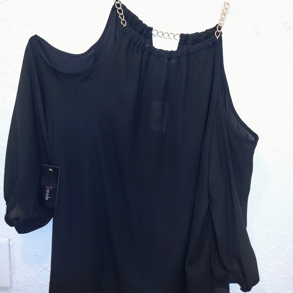 Black Cold Shoulder Top